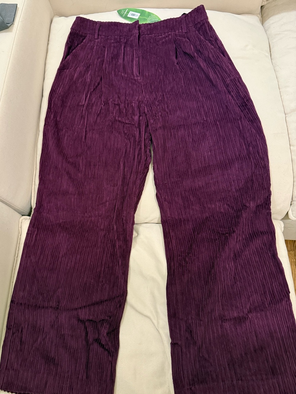 FARM Rio Corduroy Wide-Leg Pants in Deep Plum